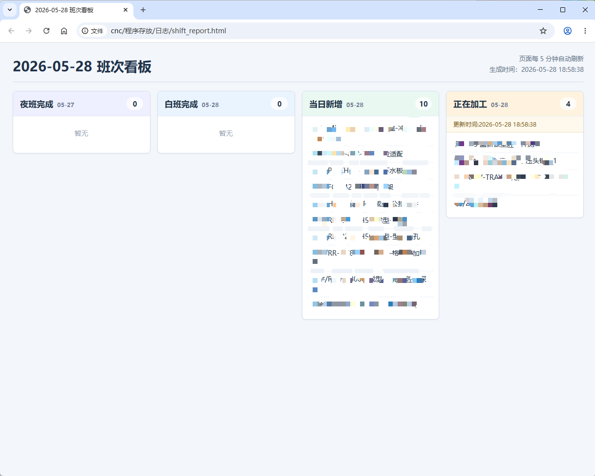 CNC 文件管理系统班次看板